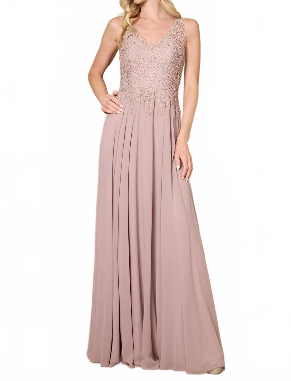 NEW DYLAN AND DAVIDS long formal chiffon evening gown in mauve